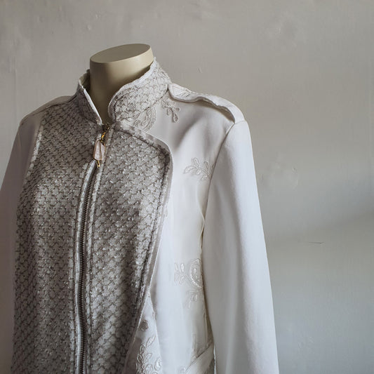 Elisa Cavaletti Cream Embroidered Stone Jacket (16)