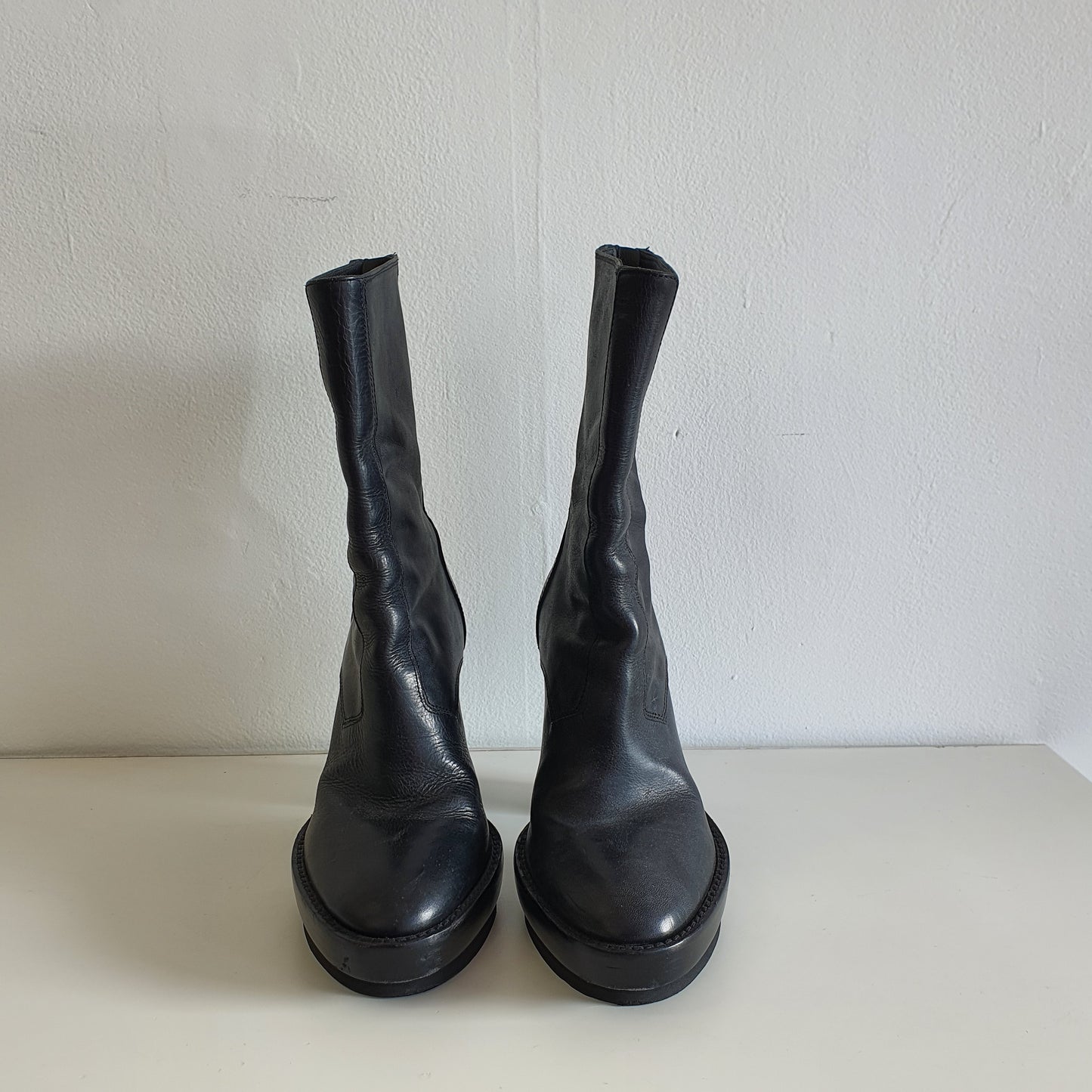 ANN DEMEULEMEESTER Black Leather Boots EU37 / UK4 / US7