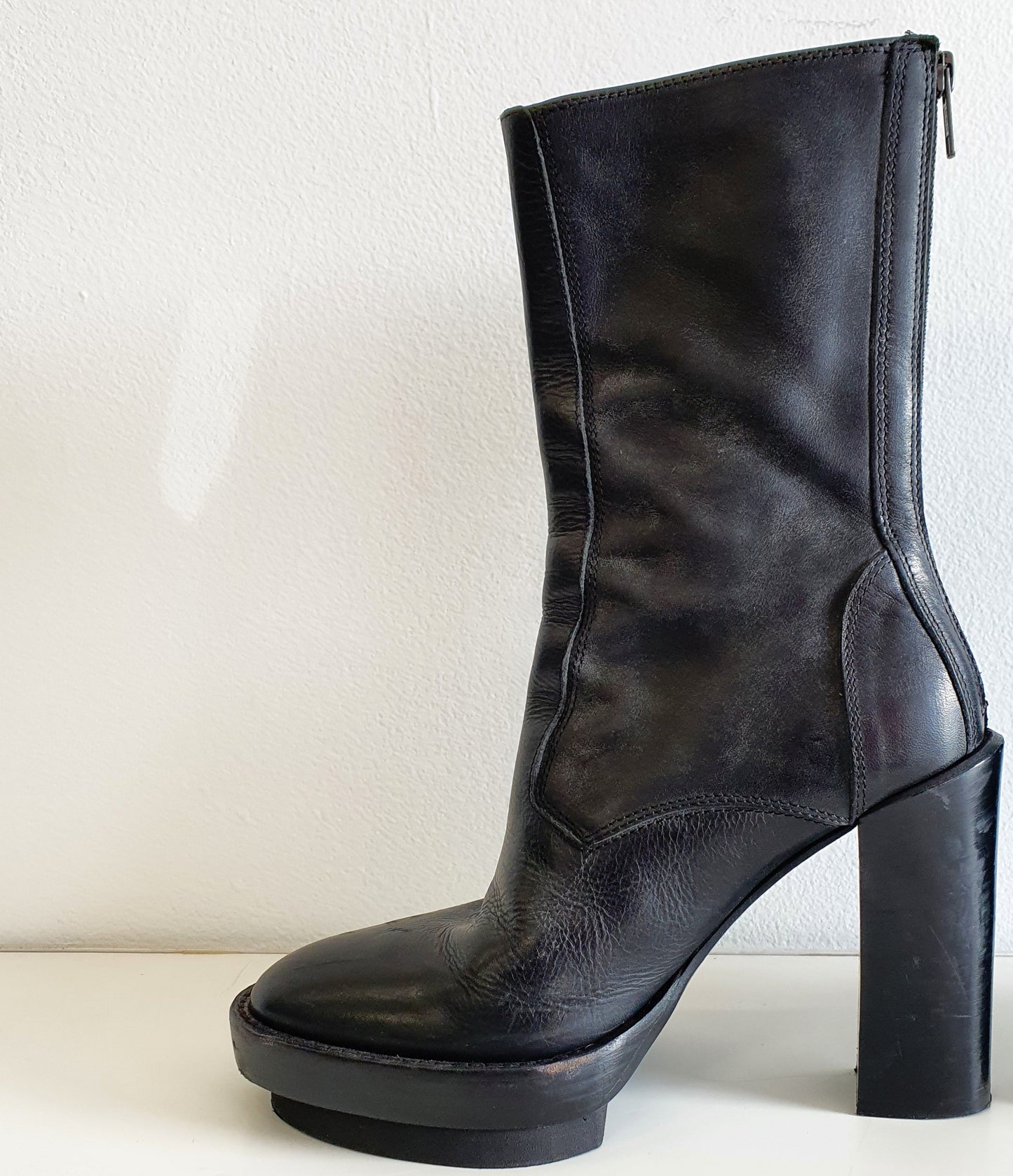 ANN DEMEULEMEESTER Black Leather Boots EU37 / UK4 / US7
