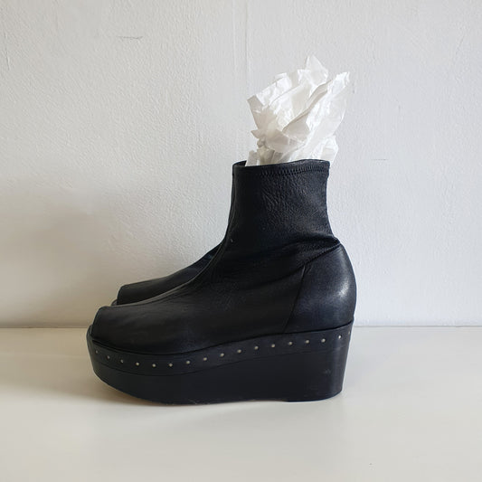 RICK OWENS Wooden Platform Ankle Boots (EU38 / UK5 / AU8)
