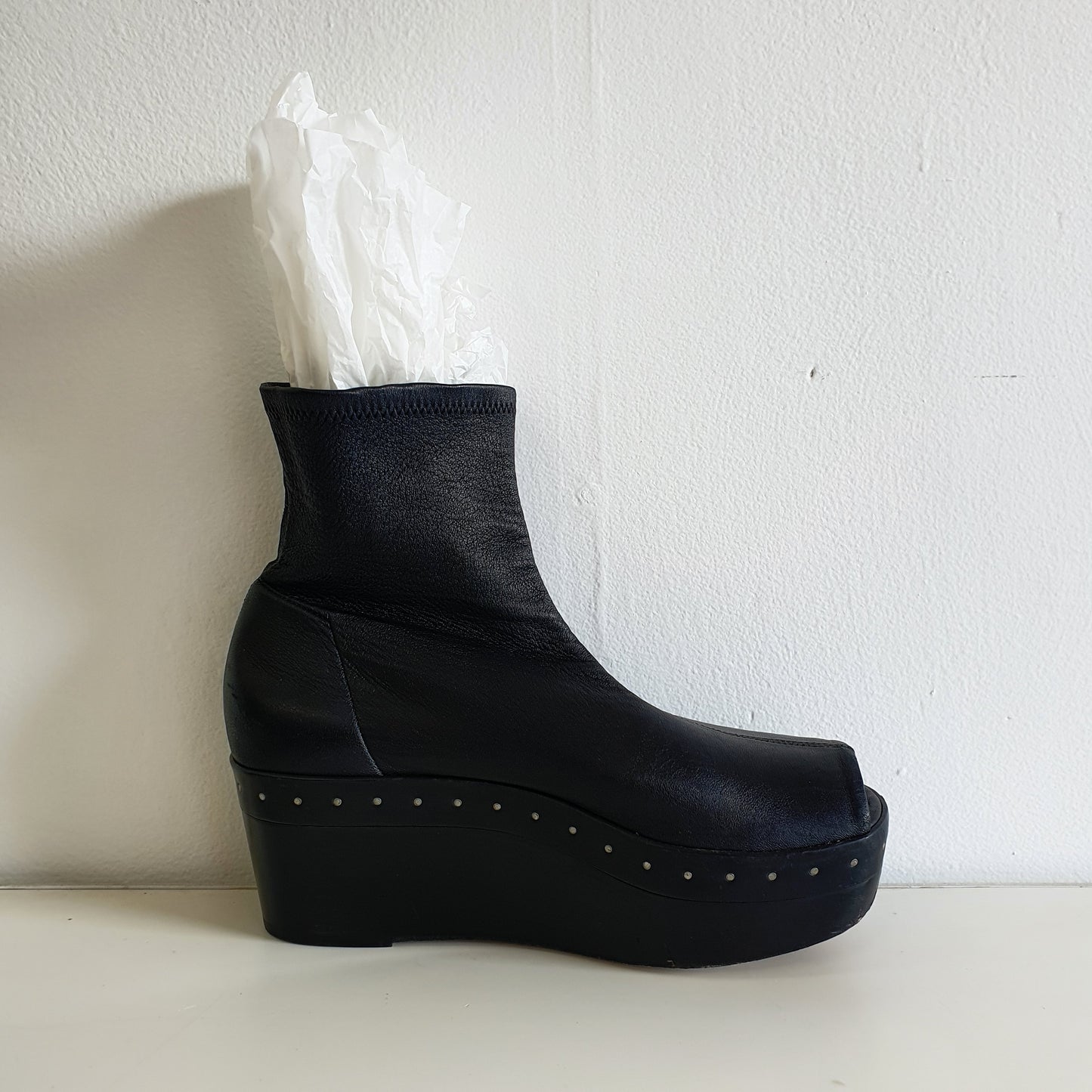 RICK OWENS Wooden Platform Ankle Boots (EU38 / UK5 / AU8)