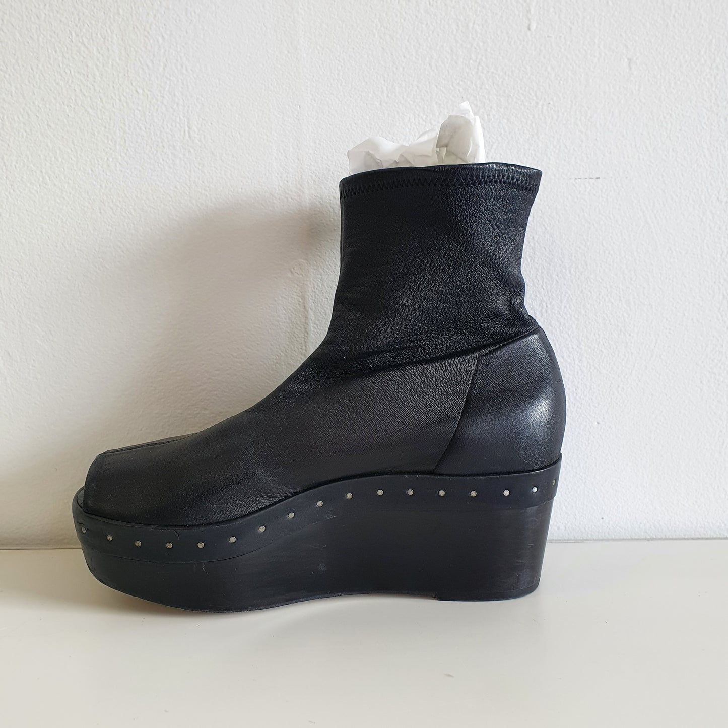 RICK OWENS Wooden Platform Ankle Boots (EU38 / UK5 / AU8)