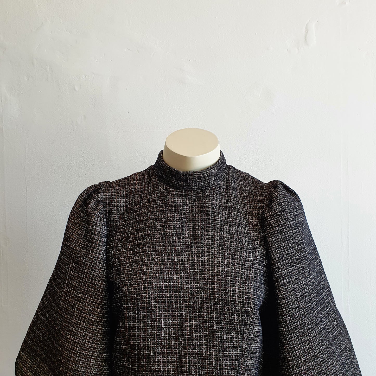 GANNI Puff Sleeve Tweed Mini Dress (6)