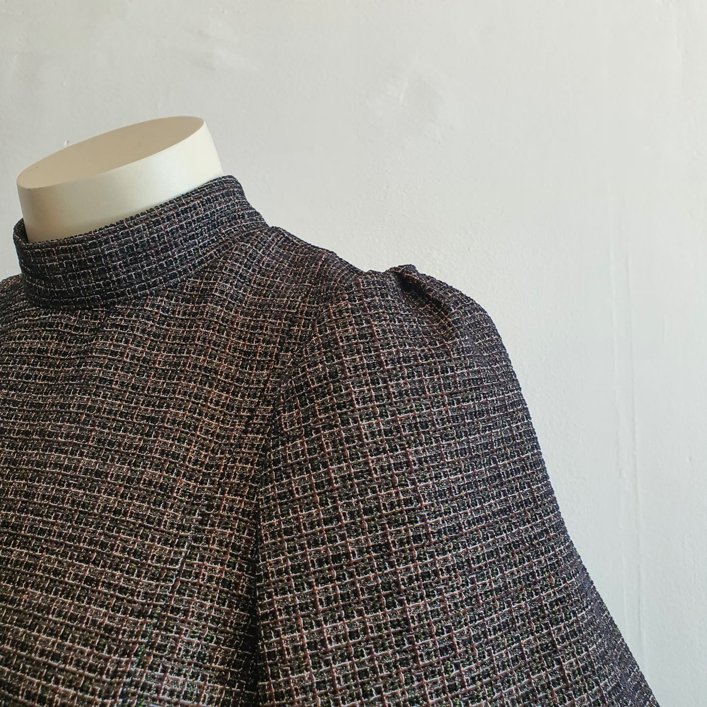 GANNI Puff Sleeve Tweed Mini Dress (6)