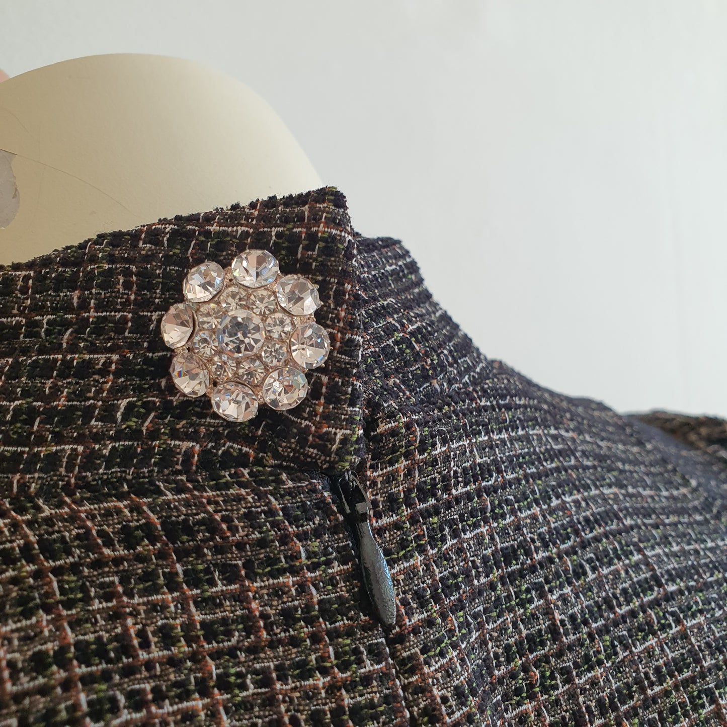 GANNI Puff Sleeve Tweed Mini Dress (6)
