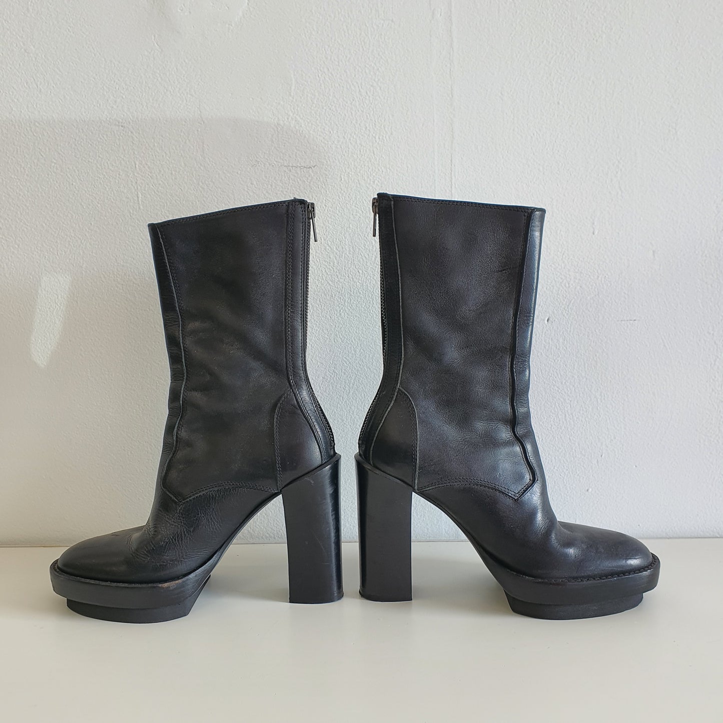 ANN DEMEULEMEESTER Black Leather Boots EU37 / UK4 / US7
