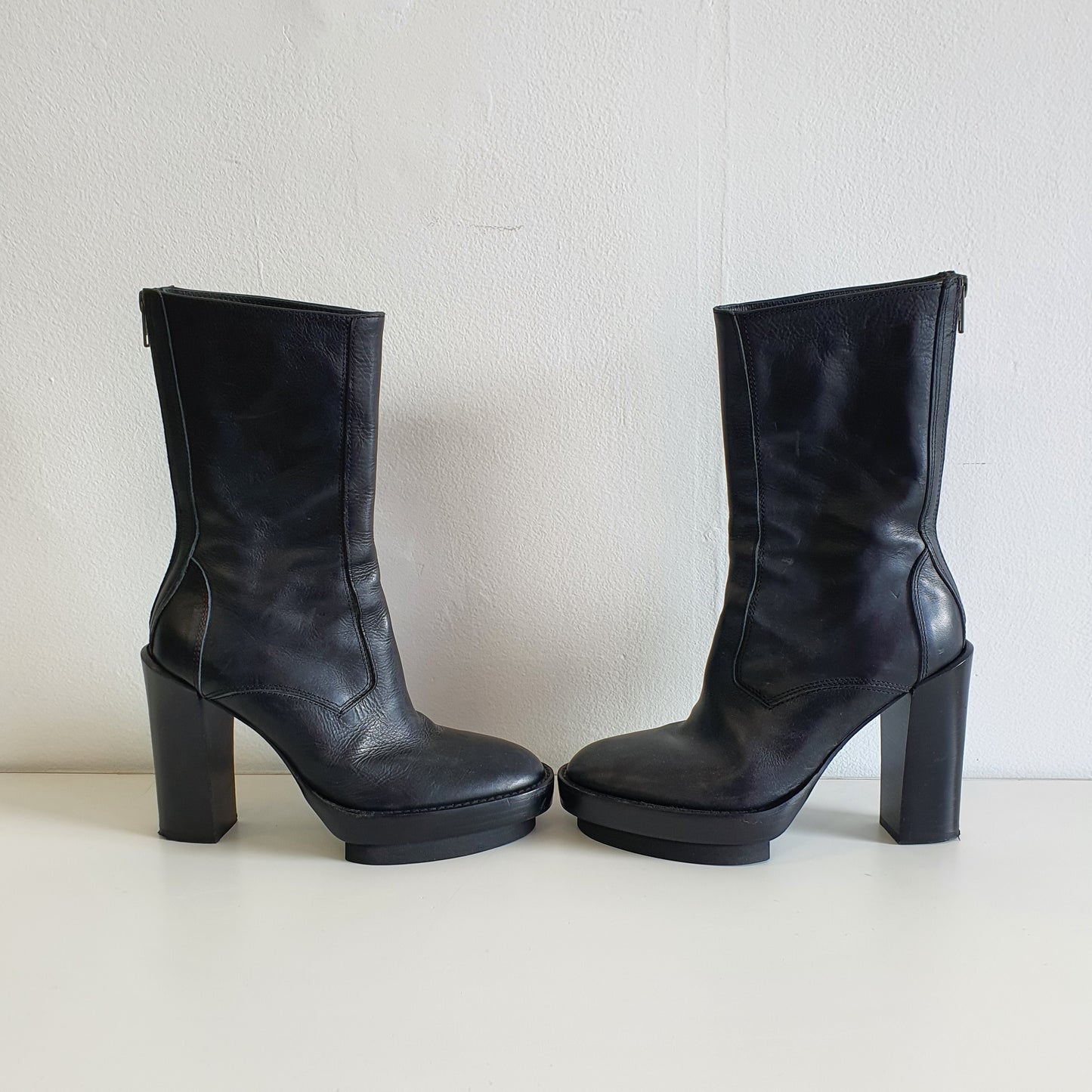 ANN DEMEULEMEESTER Black Leather Boots EU37 / UK4 / US7