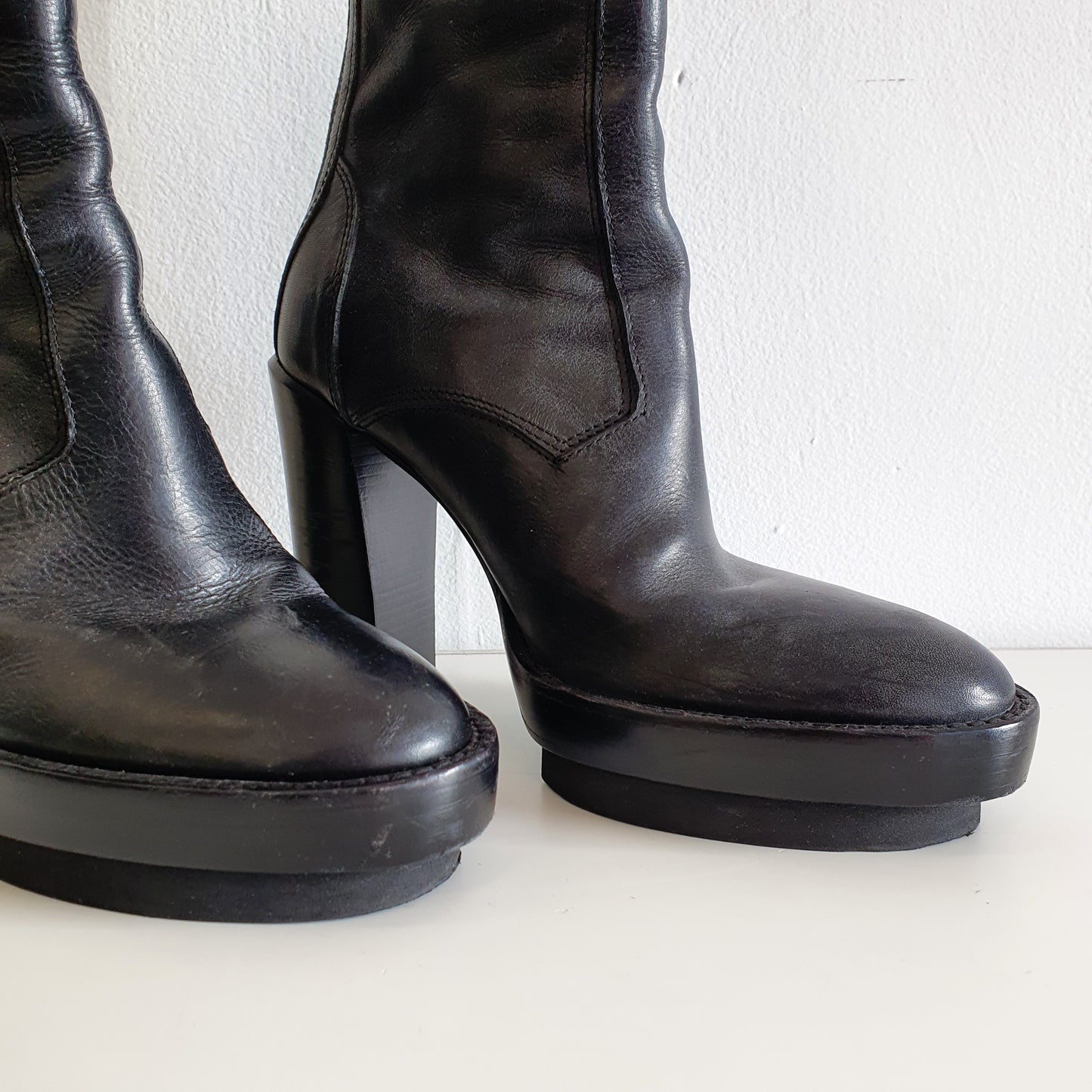 ANN DEMEULEMEESTER Black Leather Boots EU37 / UK4 / US7