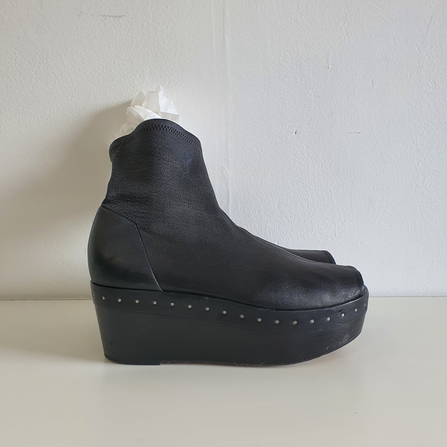 RICK OWENS Wooden Platform Ankle Boots (EU38 / UK5 / AU8)