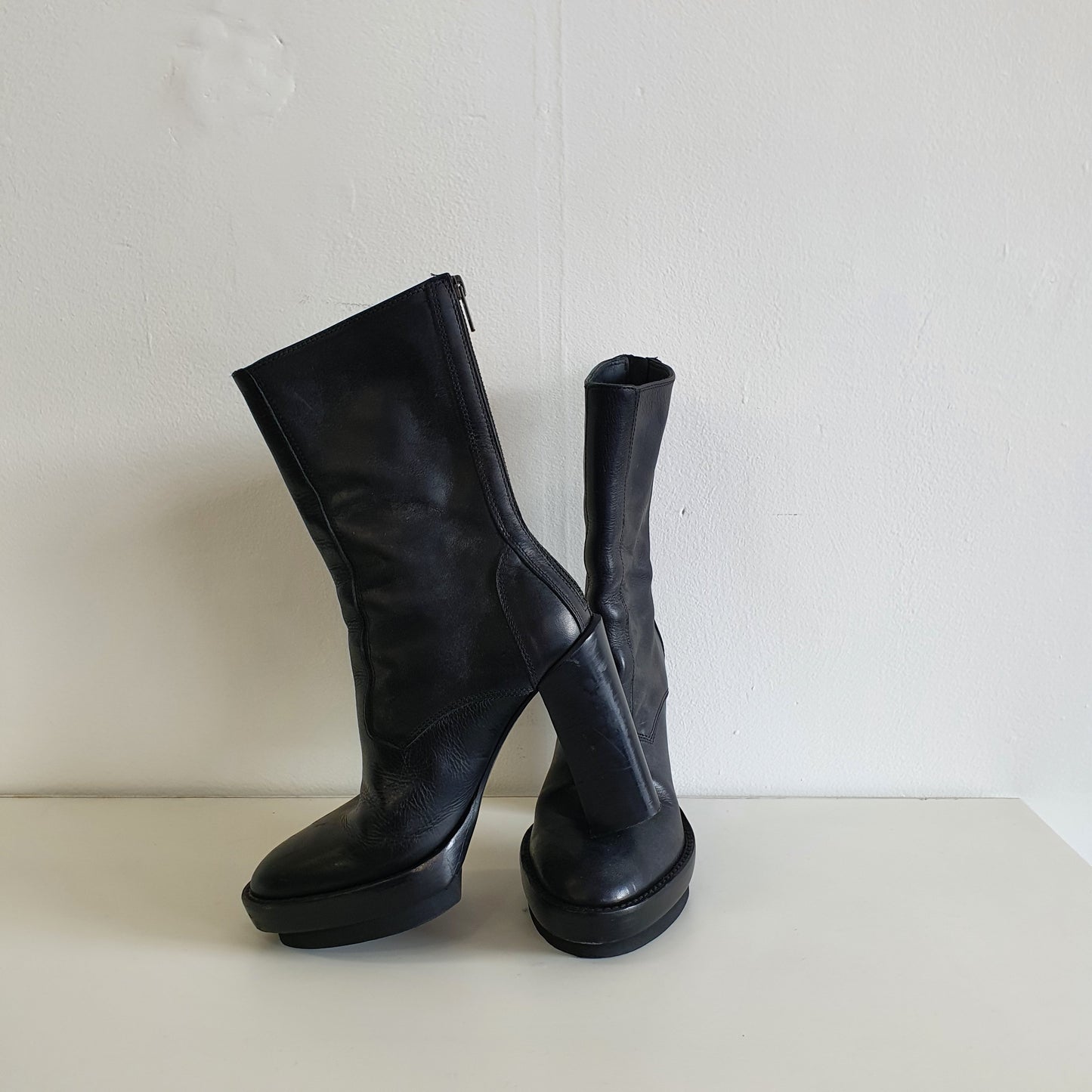 ANN DEMEULEMEESTER Black Leather Boots EU37 / UK4 / US7