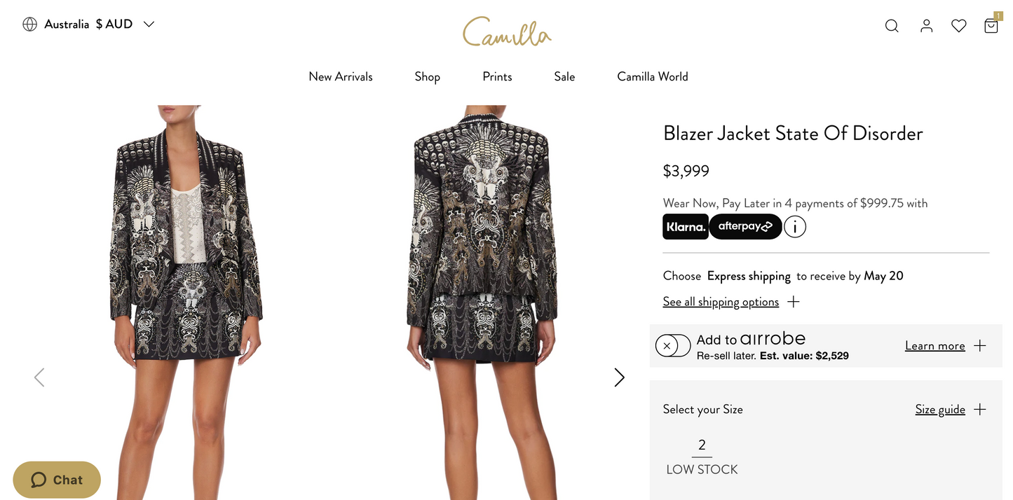 Camilla State of Disorder Jacket (8) & Skirt (8/10) // (RARE SET)